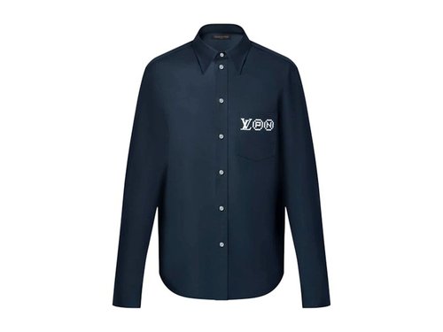 Louis Vuitton x Nigo Printed Signature LongSleeved Shirt - Deep Navy Blue - YP1AIMIO
