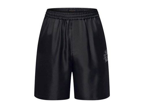 Louis Vuitton x Nigo Printed Signature Silk Shorts - Black - 1AIMFY