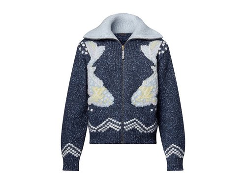 Louis Vuitton x Nigo Zippered Knitted Jacket - Deep Navy Blue - YP1AIMB0