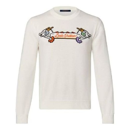 Louis Vuitton x NIGO2 Crossover LV2 SS22 Dragon Cartoon Printing Pullover - White - YP1A9GO3