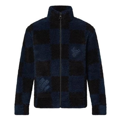 Louis Vuitton x NIGO2 Crossover LV2 SS22 Grid Lamb's Wool Zipper Stand Collar Jacket Autumn - Blue - YP1A9GKS