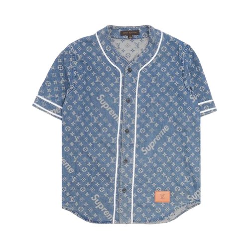 Louis Vuitton x Supreme Jacquard Denim Baseball Jersey - YP1A3F9T
