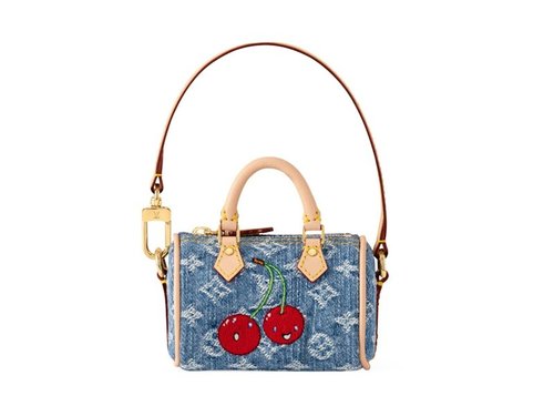 Louis Vuitton x Takashi Murakami Cherry Micro Speedy Denim Cerise Bag Charm - Denim Monogram