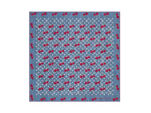 Louis Vuitton x Takashi Murakami Denim Cherry Square 90 - Blue Denim - YPM96389