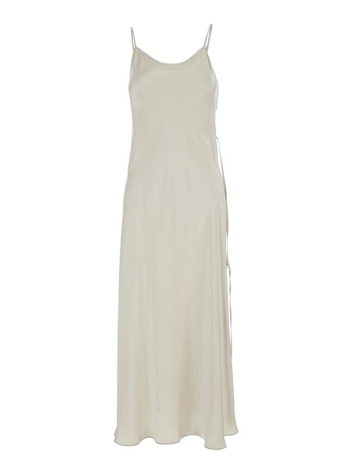Low Classic Beige LOng Dress With Boat Neck On The FrOnt In Tech Fabric - LOW24UMDR050BKLIGHTBEIGE