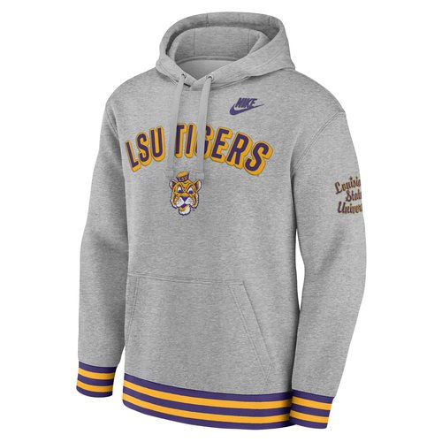 LSU Legacy Retro Menâs Nike College Pullover Hoodie - Grey - 02K30G1PLOV-MPS