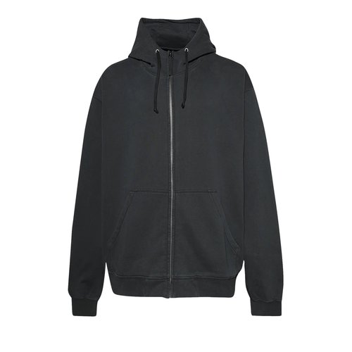 Maison Margiela Back Logo Zip-Up Hoodie - Washed Black - S50HG0047 M25017 969