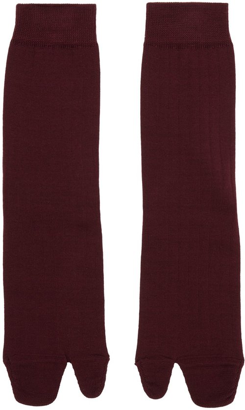 Maison Margiela Burgundy Bootleg Socks - Bordeaux - S51TL0051 S17868229