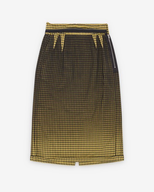 Maison Margiela Faded Check Wool Skirt - Yellow/Grey - S51ME0053