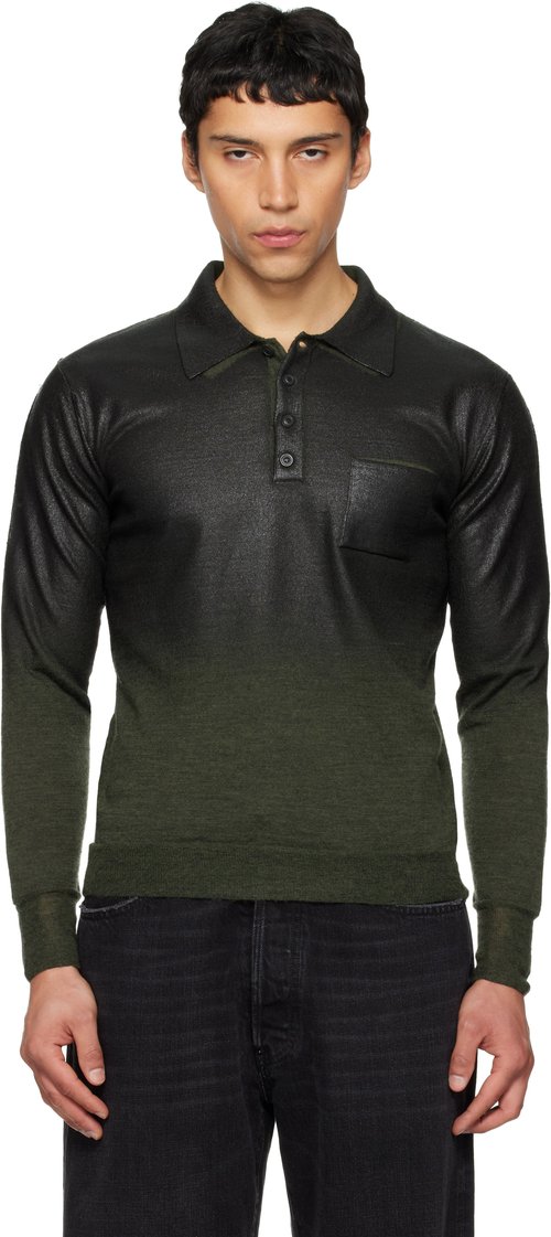 Maison Margiela Coated Polo Sweater S50GL0075M13236696S - Green/black - S50GL0075M13236696S