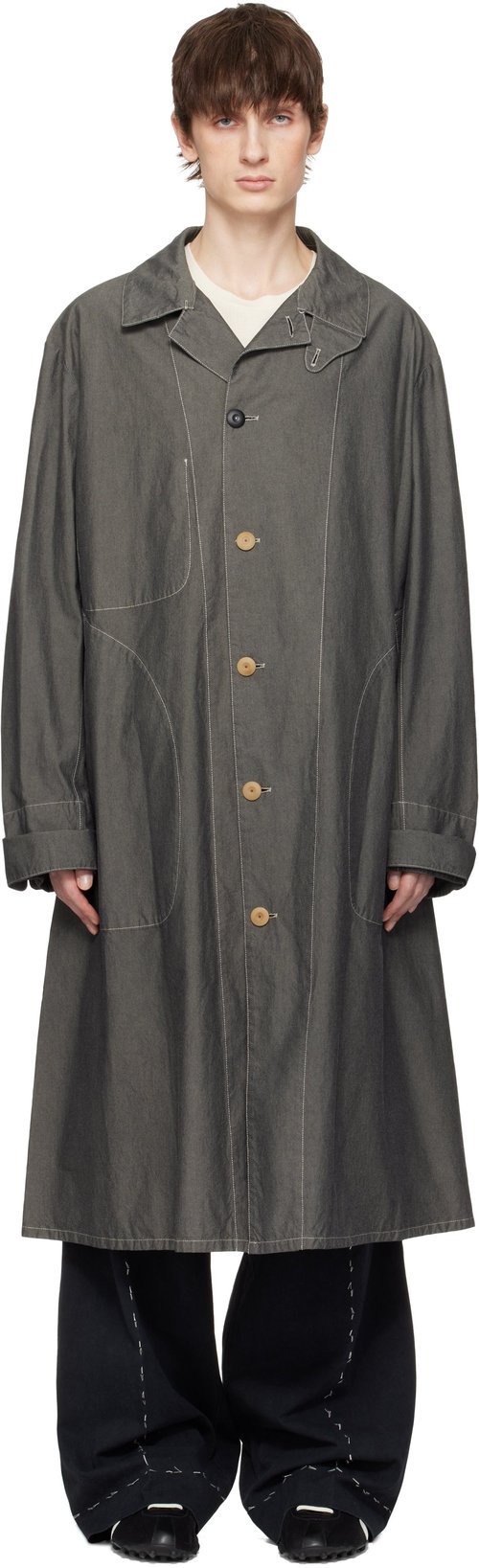 Maison Margiela Gray Cotton Canvas Coat - Grey Melange - S50AA0156M35299860M