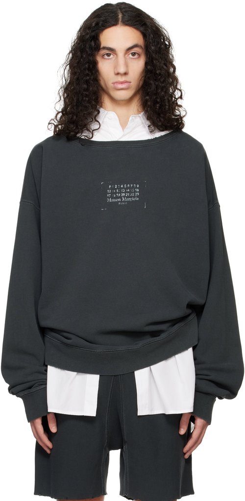 Maison Margiela Gray Stamp Logo Sweatshirt - Washed Black - S50GU0235 M25019969