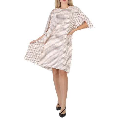 Maison Margiela Ladies Ecru All-Over Checkered Shirt Dress - SI0CT0004S60381107F
