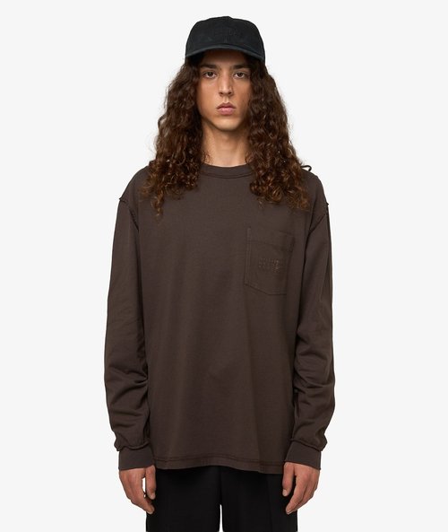 MM6 Maison Margiela Long-Sleeved Logo T-Shirt - Chocolate - SH0NH0016-M20050-143