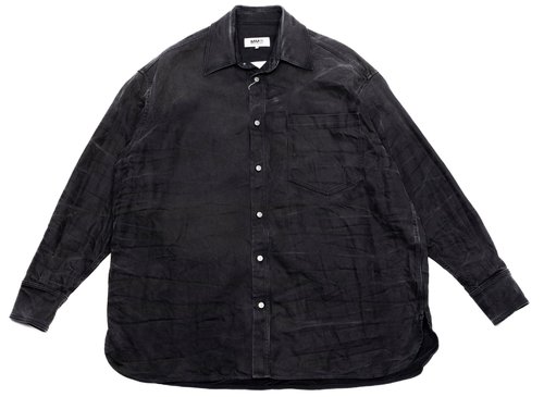 トップス MM6 Oversized Denim Long Sleeve Shirt MM6 Maison Margiela Oversized Denim Shirt with Contrasting