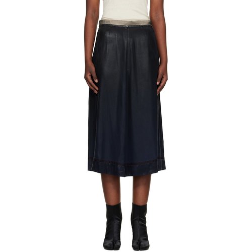 Maison Margiela Navy Foil-Treated Midi Skirt - Cobalt - S51ME0051 M35533478