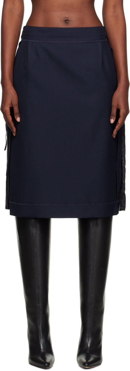 Maison Margiela Navy Reverse Midi Skirt - Blue/Navy Blue - S51ME0045 MTN107524