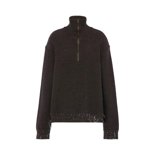 Maison Margiela Quarter Zip Top - 143F Brown - S51HL0040M13227143F