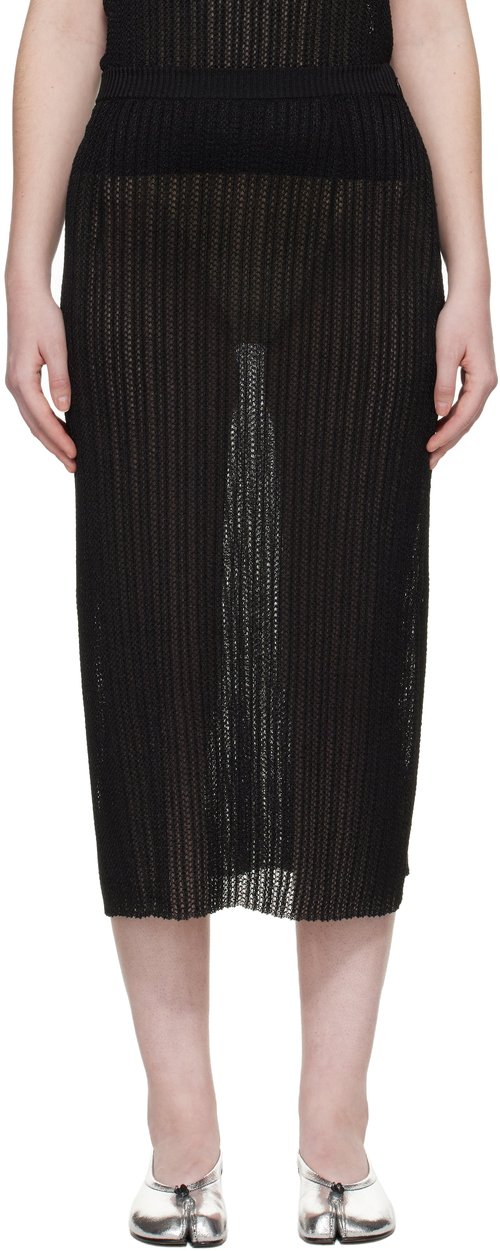 Maison Margiela Ribbed Knit Midi Skirt - Black - S51ME0059M13237900F