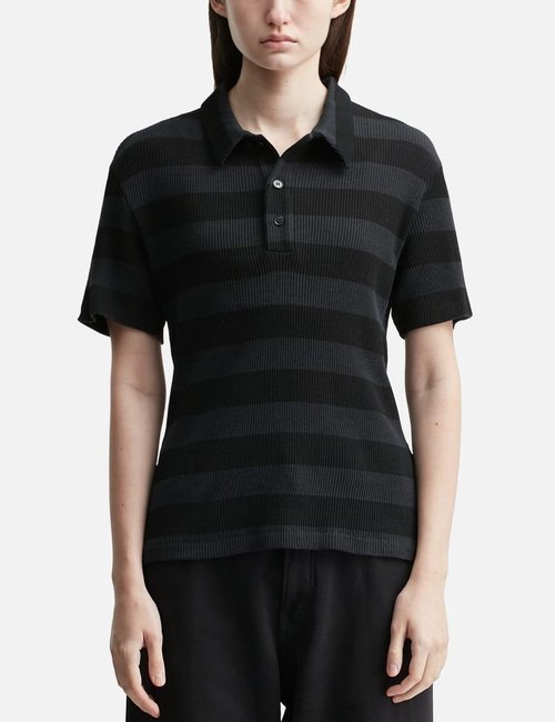 Maison Margiela Ribbed Polo Top - Black
