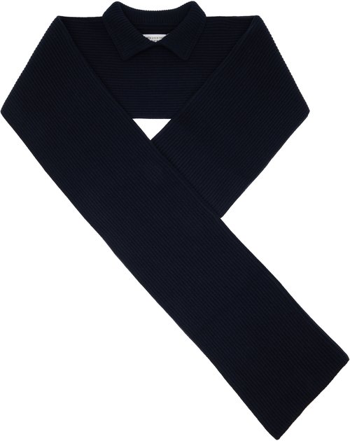 Maison Margiela Ribbed Wool Collar Scarf - Navy - S50TE0120 M13226511