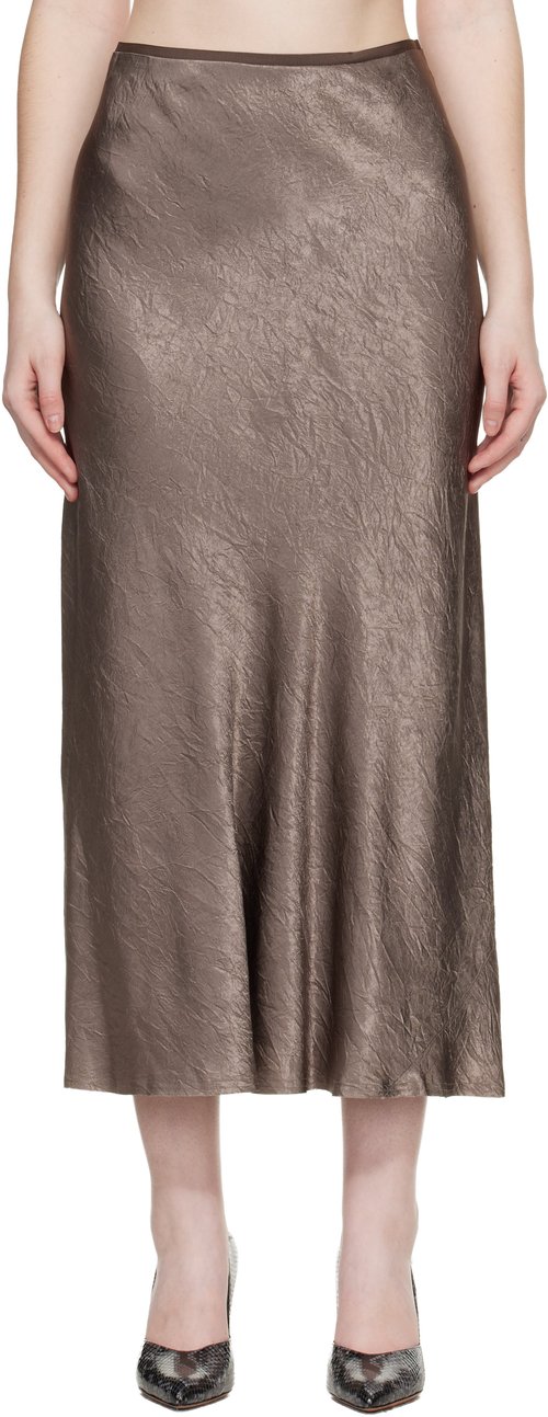 Maison Margiela Satin Midi Skirt - Taupe - S29MA0512M35586_812