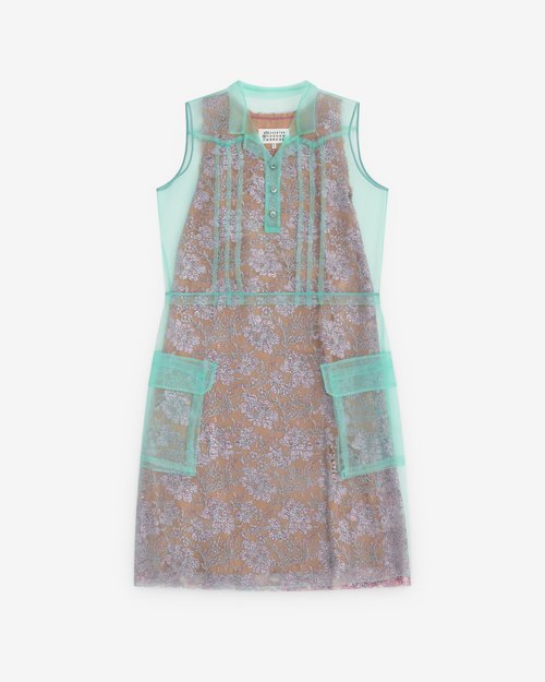 Maison Margiela Sheer Tea Dress - Emerald/Antique Rose - S51DD0048MTN114