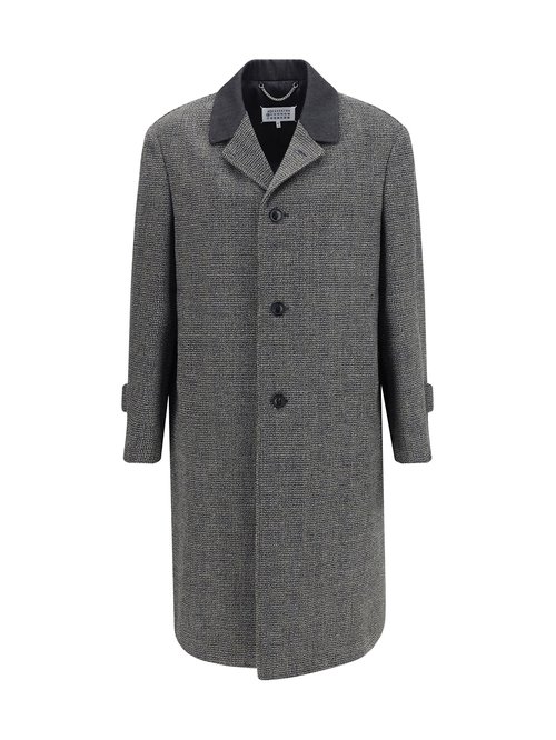 Maison Margiela Black Wool Coat - Salt/pepper - S50AA0159M35485001F
