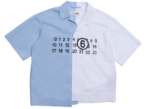 Maison Margiela Split Button-Up Shirt - Blue/White/Black - SH0DR0004