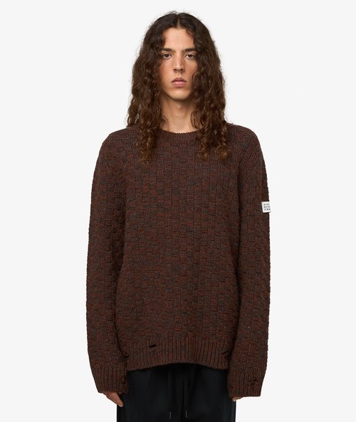 MM6 Maison Margiela Woven Jumper - Dark Grey Melange - Brown - SH2HL0034-M13174-961