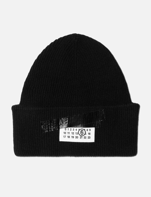 Maison Margiela Taped Label Wool Beanie - Black