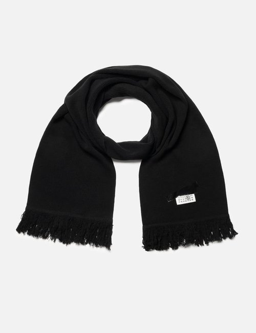 Maison Margiela Taped Label Wool Scarf - Black