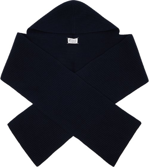 Maison Margiela Wool Hooded Scarf - Navy - S50TE0118 M13226511