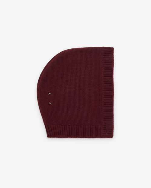 Maison Margiela Wool Knit Hood Beanie - Burgundy - S50TB0018