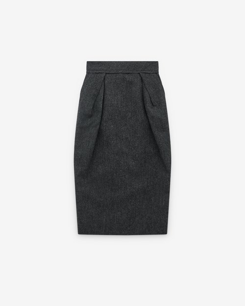 Maison Margiela Wool Midi Skirt - Dark Grey - S29ME0032M35569
