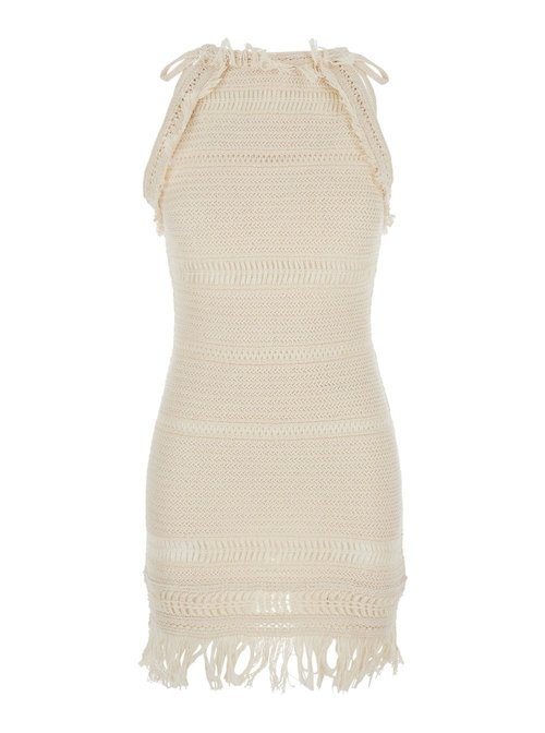 Marant Étoile aralia White Dress With Round Collar On The Rear And Adjustable Shoulder Straps With Bows In CottOn - RO0735FAC1L09E23EC