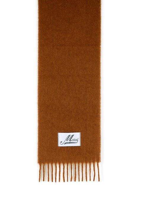 Marni Brown Brushed Alpaca Blend Scarf With Fringes - ASZC0005A0UTW91800M53