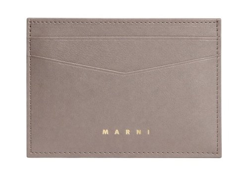 Marni Prisma Tumbled Leather Card Holder Wallet - Cork Beige