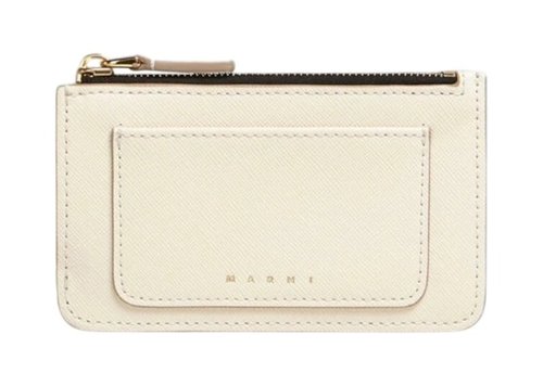 Marni Saffiano Leather Card Case - Talc Grey