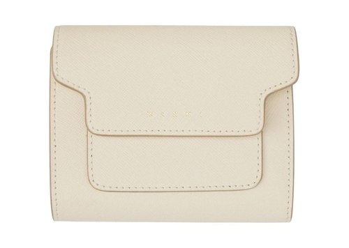 Marni Saffiano Leather Trifold Wallet - Off/White