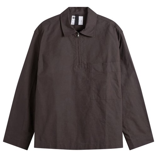 MHL by Margaret Howell LOng Sleeve Half Zip Pull On Shirt - Earth - MHSH0531S26MMGEAR