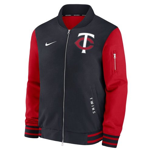 Minnesota Twins Authentic Collection Dugout Nike MLB Full-Zip Bomber Jacket - Pitch Blue - 02F30C7ITIS-TZ7