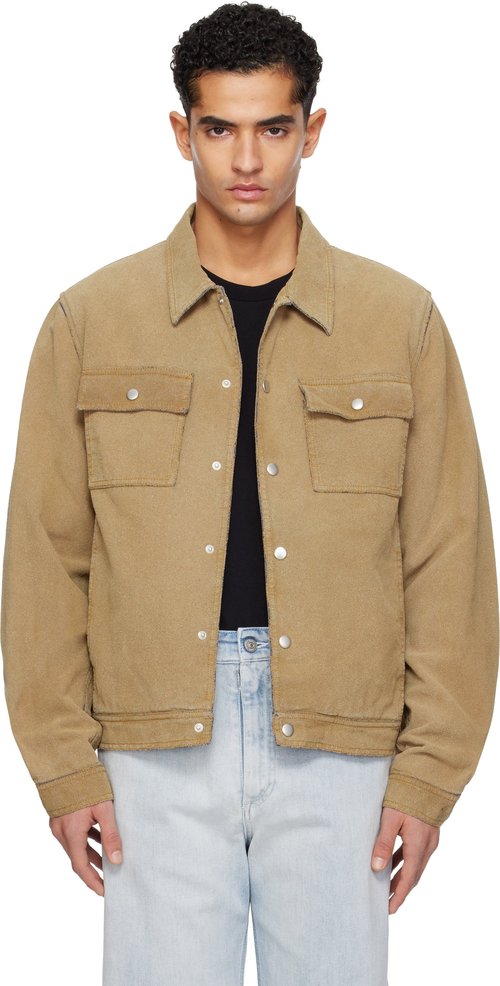 MM6 Maison Margiela Beige Trucker Faux-Suede Jacket - Sand - SH0AM0078M30050_123