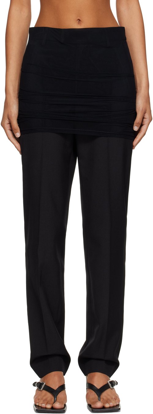 MM6 Maison Margiela Black Light Wool Blend Trousers - Off Black - S62KB0248 M35436899