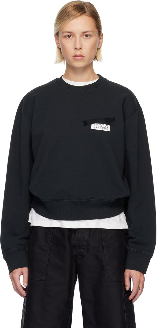 MM6 Maison Margiela Black Taped Patch Sweatshirt - Washed Black - S62GU0143 M25024899