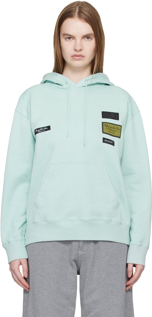 MM6 Maison Margiela Blue Cotton Hoodie - Light Turquoise - S52GU0255 M25025544