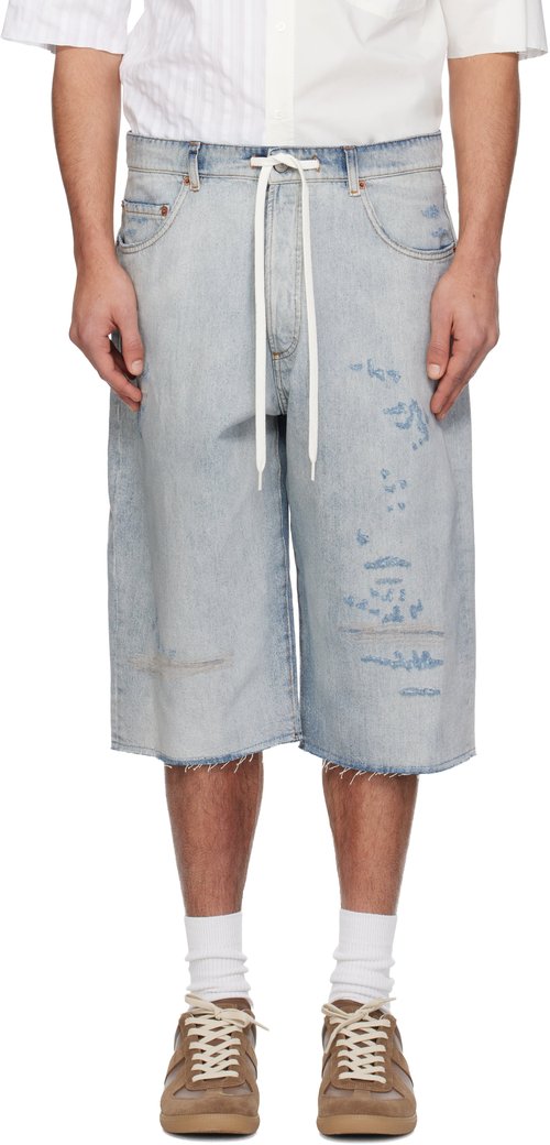 MM6 Maison Margiela Blue Drawstring Denim Shorts - Light Blue - SH0MU0014 M30055962