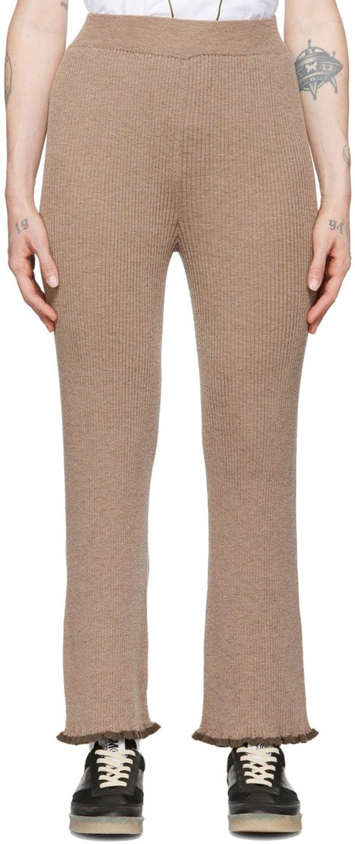 MM6 Maison Margiela Brown Rib Lounge Pants - Stone - S52KA0367S18060002F