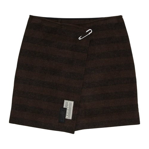 MM6 Maison Margiela Checked Wool Blend Mini Skirt - Brown/Black - S52MC0013M35472001F