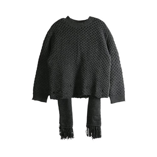 MM6 Maison Margiela Chunky Knit Sweater - Dark Grey Melan - S52HL0049M13132855M